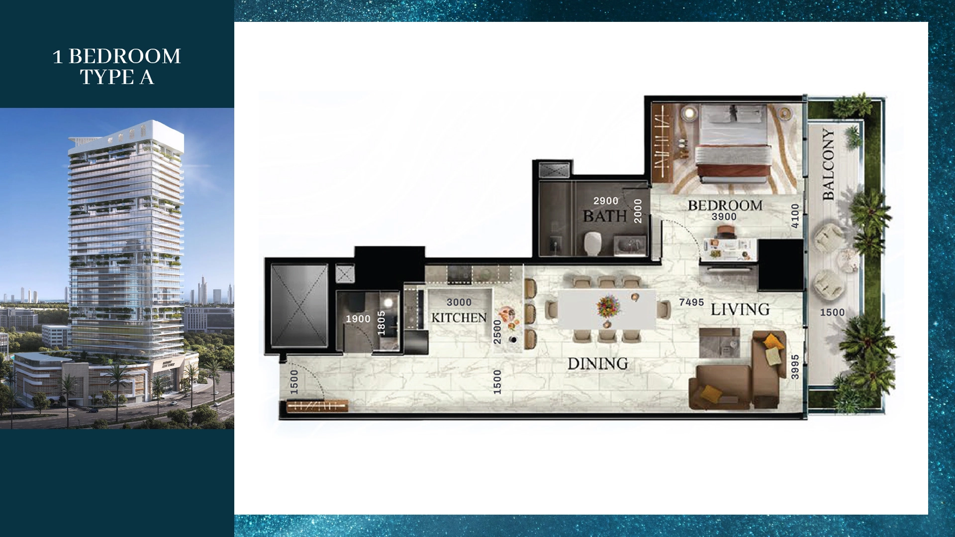 1 Bedroom Plan 3