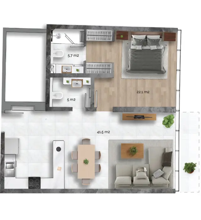 1 BR - Type A