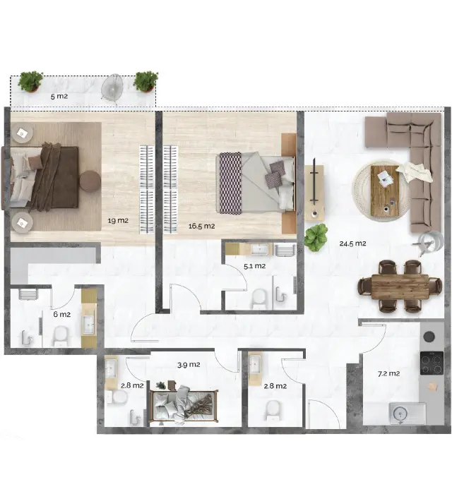 2 BR - Type B