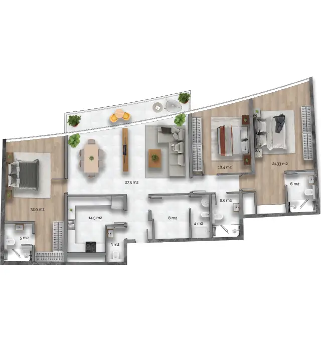 3 BR - Type A