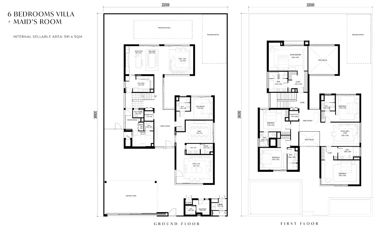 Floor plan 6 bedrooms - saadiyat-lagoons-aldar properties